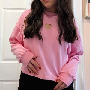 Pink Heart Cropped Sweater 🩷